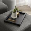 Kate and Laurel Halsey Rectangle Decorative Wooden Tray with Polished Metal Handles; 17 x 13; Black and Gold; Modern Glam Wood Rectangular Serving Tray for Display or Decoration view 3