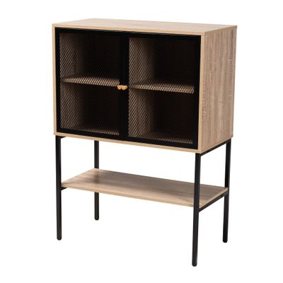Baxton Studio Asher Sideboard and Server, 5-Shelf, Natural Brown/Black