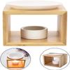 NOBRIM Candle Heater Creative Household Essential Oil Burner Bamboo Wood Oil Burners for Wax Melts Ceramic Candle Wax Melter Decorative Ornaments Bedside Indoor view 3