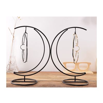 BNNP Eyeglass Storage Rack Moon Shape Glasses Display Stand Wrought Iron Display Hanger Window Display Personalized Decorative Props 2 Pieces Eyeglass Organizer Display Rack