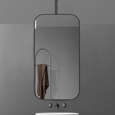 Ceiling Mounted Mirror with Black Metal Frame and Boom, Ceiling Hanging Rod Mirror for Bathroom Vanity, Decorative Mirror for Wall - Square/Rectangular (Size : 40cmx60cm)