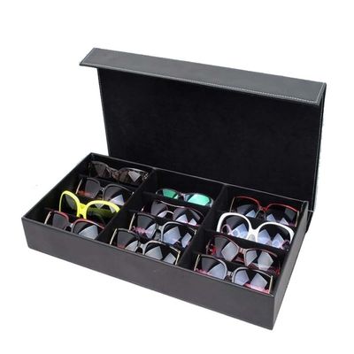 BNNP Eyeglass Storage Rack 12 Compartment Glasses Necklace Jewelry Stand Glasses Display Storage Storage Box Holder Glasses Display Stand/Shelf Eyeglass Organizer Display Rack (Color : Gray)