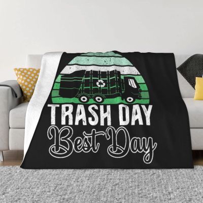 Trash Day Best Day Waste Management Garbage Truck Blanket Gifts Funny Throw Blanket Flannel Blanket Ultra-Soft Blanket Fuzzy Blanket Plush Blanket Soft Cozy Lightweight Blanket for Sofa Bed 50"x40"