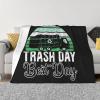 Trash Day Best Day Waste Management Garbage Truck Blanket Gifts Funny Throw Blanket Flannel Blanket Ultra-Soft Blanket Fuzzy Blanket Plush Blanket Soft Cozy Lightweight Blanket for Sofa Bed 50"x40" view 1
