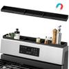 AWOKE Stove Top Shelf 30 Inch - Silicone Material Magnetic Shelf for Stove - 3 Functional Partitions Kitchen Spice Rack Organizer-Black,Kitchen Gadgets Storage Organization view 1