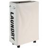 DOKEHOM 25-Inches Slim Laundry Basket on Wheels, Collapsible Rolling Laundry Hamper, Foldable Narrow Corner Clothes Storage Bins (Beige) view 1
