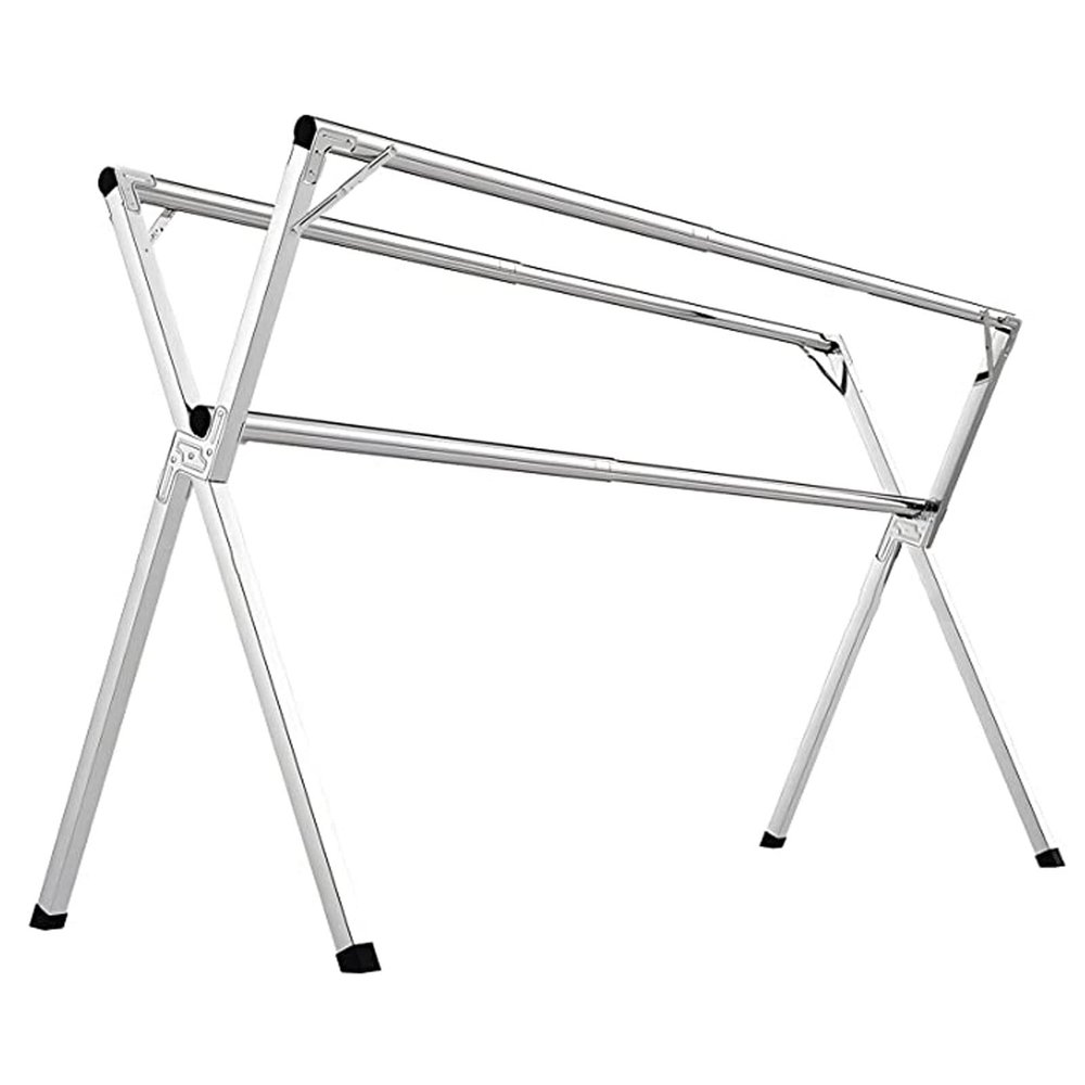 Foldable Clothes Rack, Adjustable Clothes Drying Rack, Stainless Steel Saves Space Drying Racks Extreme Stability Portable for Towels, Linens, Indoor/Outdoor ( 150cm/59in)