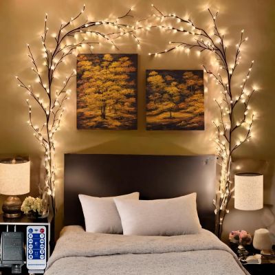LKGOOD Vines for Home Decor with Remote Control On/Off Timmer Dim,7.5Ft Christmas Decorations Artificial Tree Branches with 144 LEDs Enchanted Willow Vine for Indoor Walls Bedroom Dcor(1PCS)