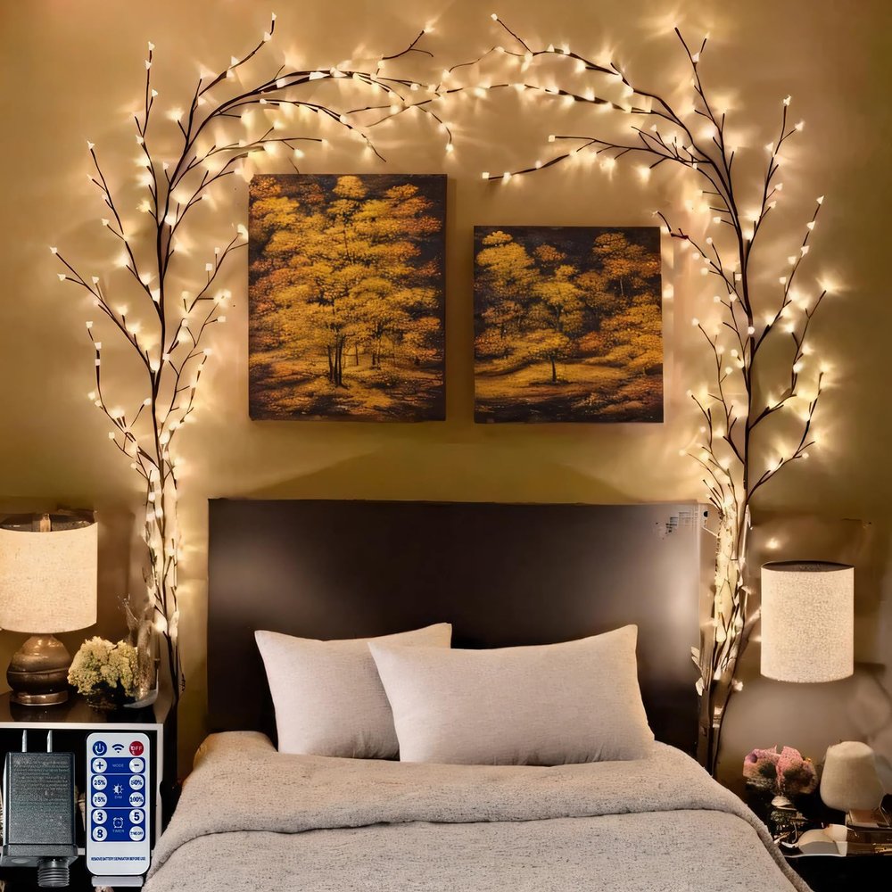 LKGOOD Vines for Home Decor with Remote Control On/Off Timmer Dim,7.5Ft Christmas Decorations Artificial Tree Branches with 144 LEDs Enchanted Willow Vine for Indoor Walls Bedroom Dcor(1PCS)