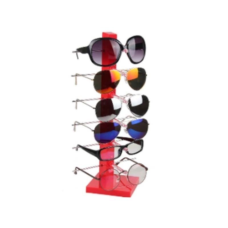 BNNP Eyeglass Storage Rack 6 Layers Shape Display Stand for Glasses Frame Plastic and Metal Holder Glasses Sunglass Jewelry Display Holder Eyeglass Organizer Display Rack (Color : Rojo)