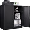 AFAIF Metal Storage Cabinet, 2 Doors Garage Cabinets, Steel Utility Tool Caninet, Short Locking Caninets with Adjustable Shelves, Black Lockable File Cabnet Cupboard for Home/Office/School/Shop view 1
