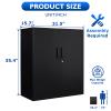 AFAIF Metal Storage Cabinet, 2 Doors Garage Cabinets, Steel Utility Tool Caninet, Short Locking Caninets with Adjustable Shelves, Black Lockable File Cabnet Cupboard for Home/Office/School/Shop view 3