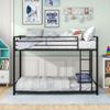 CNANXU Twin Over Twin Floor Bunk Bed,Metal Bunk Bed with Safety Guard Rails & Climbing Ladder for Teens Adults,Easy to Assemble,Heavy Duty Space-Saving Design(Black) (Twin Over Twin) view 1