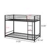 CNANXU Twin Over Twin Floor Bunk Bed,Metal Bunk Bed with Safety Guard Rails & Climbing Ladder for Teens Adults,Easy to Assemble,Heavy Duty Space-Saving Design(Black) (Twin Over Twin) view 2