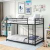 CNANXU Twin Over Twin Floor Bunk Bed,Metal Bunk Bed with Safety Guard Rails & Climbing Ladder for Teens Adults,Easy to Assemble,Heavy Duty Space-Saving Design(Black) (Twin Over Twin) view 3