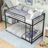 CNANXU Twin Over Twin Floor Bunk Bed,Metal Bunk Bed with Safety Guard Rails & Climbing Ladder for Teens Adults,Easy to Assemble,Heavy Duty Space-Saving Design(Black) (Twin Over Twin) view 4