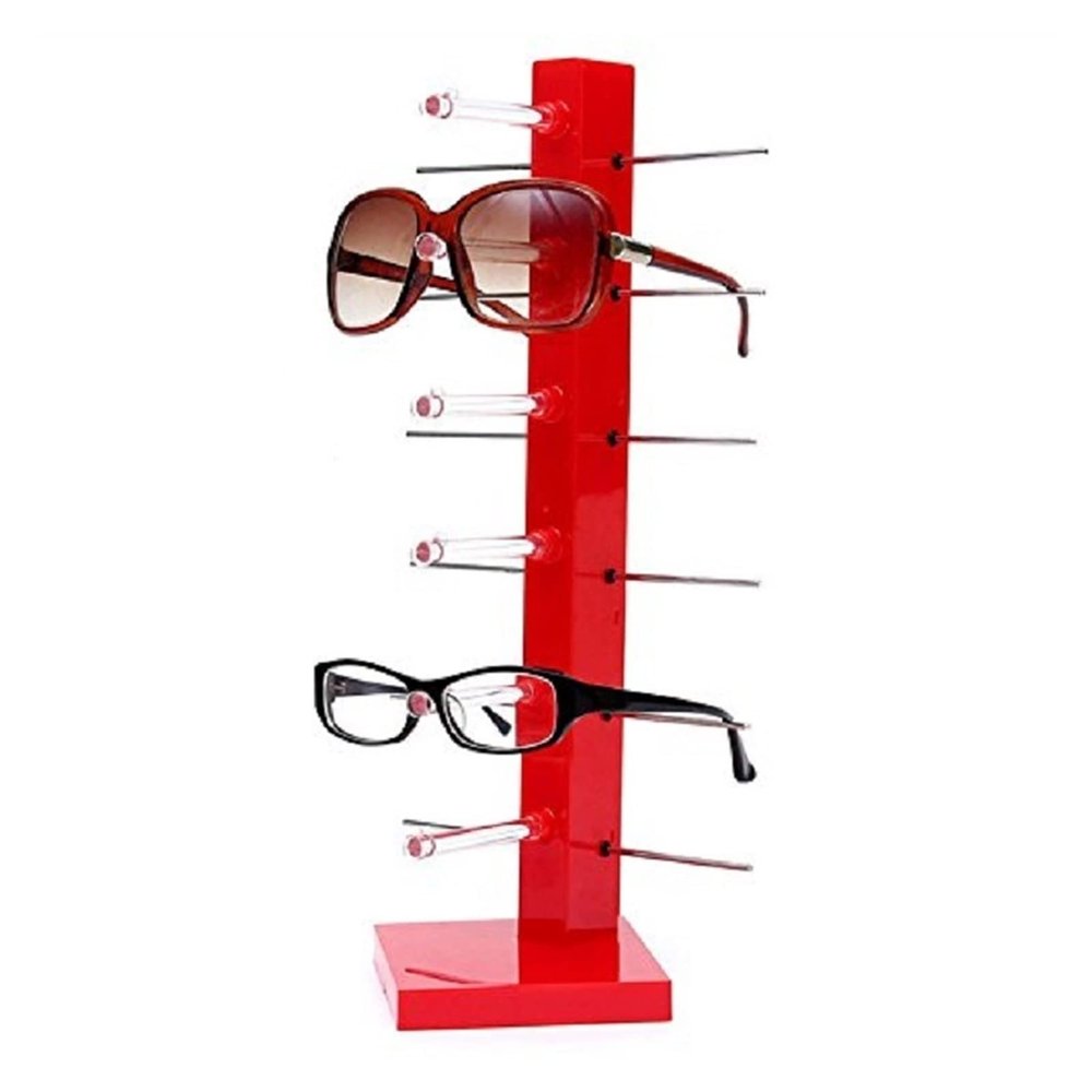BNNP Eyeglass Storage Rack Fashion Design Glasses Storage Rack Holds 6 Pairs of Sunglasses Glasses Frame Glasses Counter Rack Display Stand Eyeglass Organizer Display Rack (Color : Rojo)