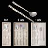 Balwoo [2 Sets] [Made in Korea] Orchid Design Korean Style Sticky Rice Spoon Chopsticks Set 304 Stainless Steel Soup Spoon Ramen Chopsticks Flatware (2 Sets) view 2