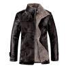 Maiyifu-GJ Men's Vintage Faux Leather Jacket PU Zip Up Stand Collar Trucker Coat Lapel Sherpa Lined Warm Slim Fit Jackets (Black,7X-Large) view 1