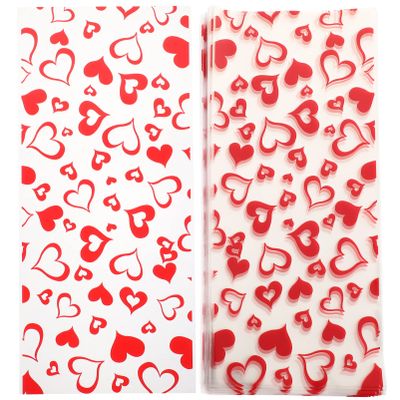 NUOBESTY 100pcs Valentine's Day Heart Candy Bags Treat Packaging for Cookies Snacks and Multi-use Bags for Friends Family and Boys and Girls