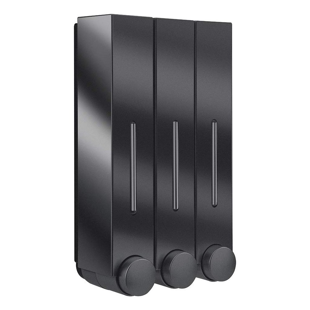 3 Chamber Shampoo and Conditioner Dispenser for Shower Wall - No Drill Body Wash Soap Dispenser Set for Hotel Bathroom