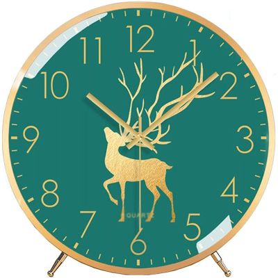 OLOTU Table Clock Metal Shell Table Clock, Easy to Read Arabic Numeral Desk Clock, Punctual Mantel Clock, Battery Powered Tabletop Clock Wall Clock