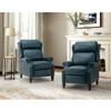 HULALA HOME Genuine Leather Recliner Chair, Traditional Manual Pushback Comfy Seating for Living Room, Thick Cushion & Solid Wood Legs, Wingback Recliner with Nailhead Trim, Turquoise-S2 view 1