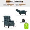 HULALA HOME Genuine Leather Recliner Chair, Traditional Manual Pushback Comfy Seating for Living Room, Thick Cushion & Solid Wood Legs, Wingback Recliner with Nailhead Trim, Turquoise-S2 view 2