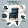 HULALA HOME Genuine Leather Recliner Chair, Traditional Manual Pushback Comfy Seating for Living Room, Thick Cushion & Solid Wood Legs, Wingback Recliner with Nailhead Trim, Turquoise-S2 view 3
