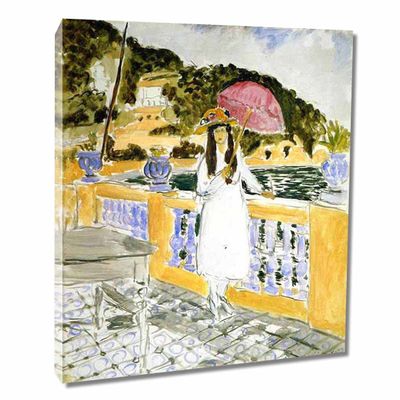 Ltt-Ydd-Ccl Henri MatisseGirl with Pink UmbrellaCanvas Wall Art for Living Room Home Decorations Office Bedroom Decor Artwork Pictures Ready to Hang Framed-45x54cm 18x21inch