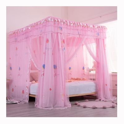 Double Bed Canopy Mosquito net for 6ft Bed, Romantic Bedroom Decorative Bed Curtain with Metal Bracket, Easy to Install (Color : Pink-9, Size : 1.8M/6FT)