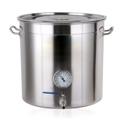 AIZYR Stainless Steel Brew Pots & Boil Bucket Home Brew Kettle with Thermometer and Ball Valve Spigot Brewery Mash Tun for Brewing and Cooking,17.7inch/60L