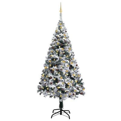 Artificial Christmas Tree with Stand, Holiday Xmas Tree, for Outdoor Decor, Party, Yard,Holiday Party, Artificial Christmas Tree with LEDs&Ball Set Green 94.5" PVC