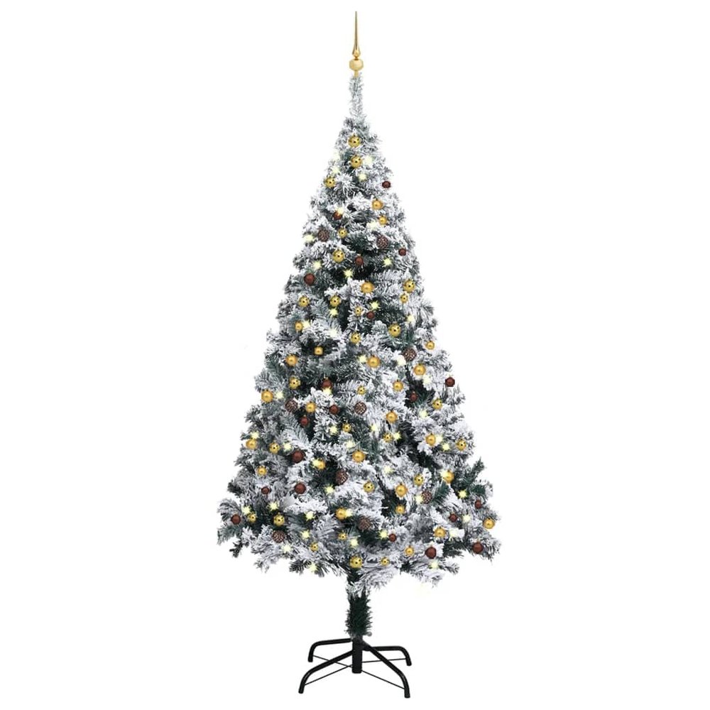 Artificial Christmas Tree with Stand, Holiday Xmas Tree, for Outdoor Decor, Party, Yard,Holiday Party, Artificial Christmas Tree with LEDs&Ball Set Green 94.5" PVC