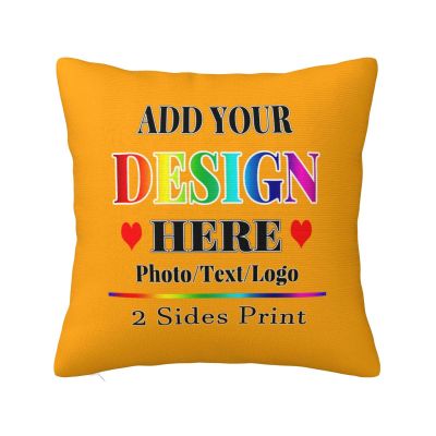 mamz Custom Pillow Cases Personalized Decorative Throw Pillow Cover with Any Picture Text for Home Decor Couch or Sofa Decorative Cushion Pillowcases for Photo Gifts-20x20IN-Orange