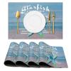Sea Ocean Life Starfish Placemats Set of 4, Coastal Decor Beach Theme Tropical PVC Table Mats Decoration for Dining Kitchen Farmhouse 12x18 Inch Washable Heat-Resistant Mats view 1