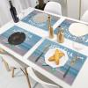 Sea Ocean Life Starfish Placemats Set of 4, Coastal Decor Beach Theme Tropical PVC Table Mats Decoration for Dining Kitchen Farmhouse 12x18 Inch Washable Heat-Resistant Mats view 3