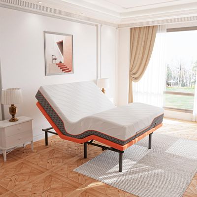 ESHINE Queen Adjustable Bed Frame with Mattress 12 Inch, Memory Foam Hybrid Matt(Medium), Wireless Remote, 5 Minutes Installation, Head and Foot Incline, 2000 Series