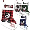 MALIHONG Friendly Pit Bull Dog Plaid Check Christmas Stocking Snowflake Pet Dog Bone Custom Name Gift Candy Bag Fireplace Hanging Decor Stocking 14.4" view 1