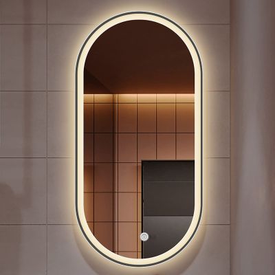50x70cm Large Wall Mirror, LED Vanity Mirror, Smart Bathroom Mirror, Touch Switch, Gold/Black, 40x60cm, 50x80cm (Color : Black, Size : 40x60cm/15.7x23.6in)