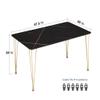 ivinta Dining Table for 4-6, Modern Marble Dining Table with Gold Hairpin Legs, 47inch Rectangle Dining Room Table for Small Space, Kitchen, Living Room, Lilac (Black) view 3