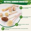 8 Pcs Bamboo Dish Brush Dish Washing Scrub Bottle Brush Wooden Palm Pot Brush Cleaning Scrubbers with Natural Sisal Bristles Long Handle for Pots Pans, Bottle, Sink, Vegetables, Household Cleaning view 2