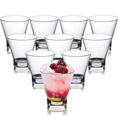 24 Pcs 9oz Plastic Martini Glasses Reusable Bulk Stemless Short Cocktail Glasses Clear Margarita Cups Unbreakable Cups for Wine Drinking Poolside Outdoor Party Restaurant Weddings Picnics