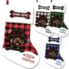 MALIHONG Funny Poodle Dog Plaid Check Christmas Stocking Snowflake Pet Dog Bone Custom Name Gift Candy Bag Fireplace Hanging Decor Stocking 14.4" view 1