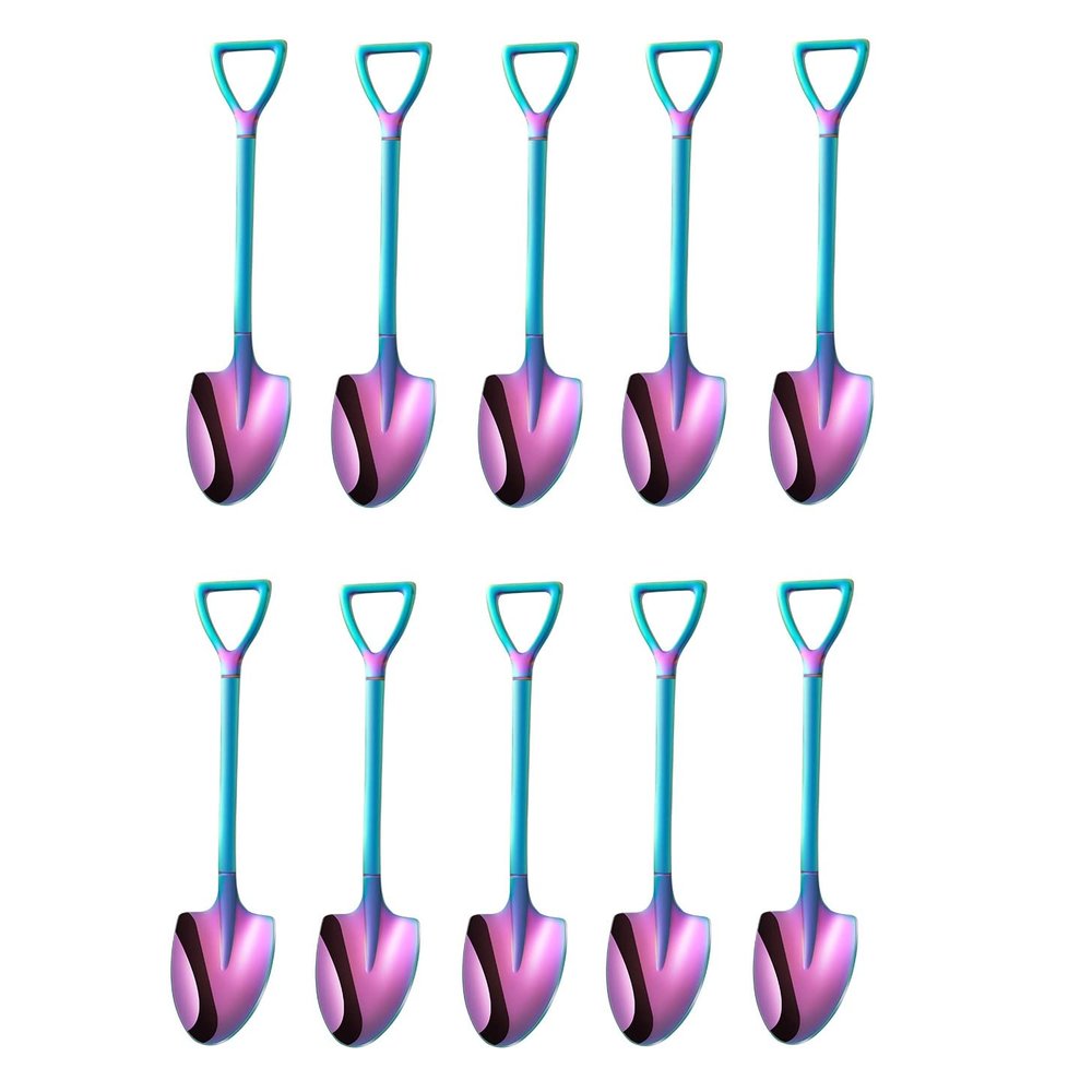 20 Pack Stainless Steel Mini Coffee Spoons, 4.7 Inches Shovel Shape Demitasse Spoons for Dessert, Tea, Appetizer, Party Supplies Rainbow