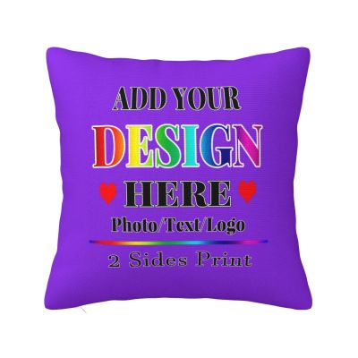 mamz Personalized Throw Pillow Covers Custom Pillowcase with Photo Text Cushion Covers for Sofa Couch Bed Chair Farmhouse Decorative Multi Size Optional Square 2 Sides Print-26x26IN-Blue Violet