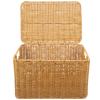Happyyami Boxes Woven Storage Basket Wicker Storage Basket Rectangular Wicker Hamper Decorative Woven Basket Bin Baskets with Lids Storage Baskets with Shelf Rattan Picnic Basket Iron Frame view 1