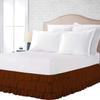 Bed Skirt - 100% Cotton 800 TC Multi-Ruffle Bed Skirt - Luxury Multi Ruffle Bed Skirt Elastic Dust Ruffles with Wrap Around Bed Skirt 15 Inch Tailored Drop, King, Brown view 1