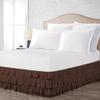 Bed Skirt - 100% Cotton 800 TC Multi-Ruffle Bed Skirt - Luxury Multi Ruffle Bed Skirt Elastic Dust Ruffles with Wrap Around Bed Skirt 15 Inch Tailored Drop, Twin XL, Chocolate view 1