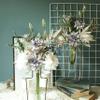 2 Packs Artificial Plants Flowers Faux Dahlia Purple Blue White 19.8" Stems Blossom Tall Plant Outdoor Floral Arrangement Rustic Decoration Centerpieces Home(Dahlia Purple Dusty Blue White Eucalyptus) view 2
